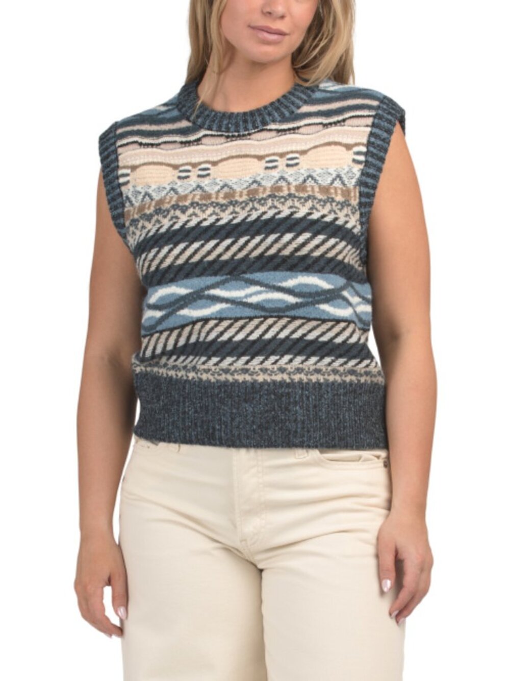 MAGASCHONI Wool Blend Crew Neck Sweater Vest - Picture 1 of 4